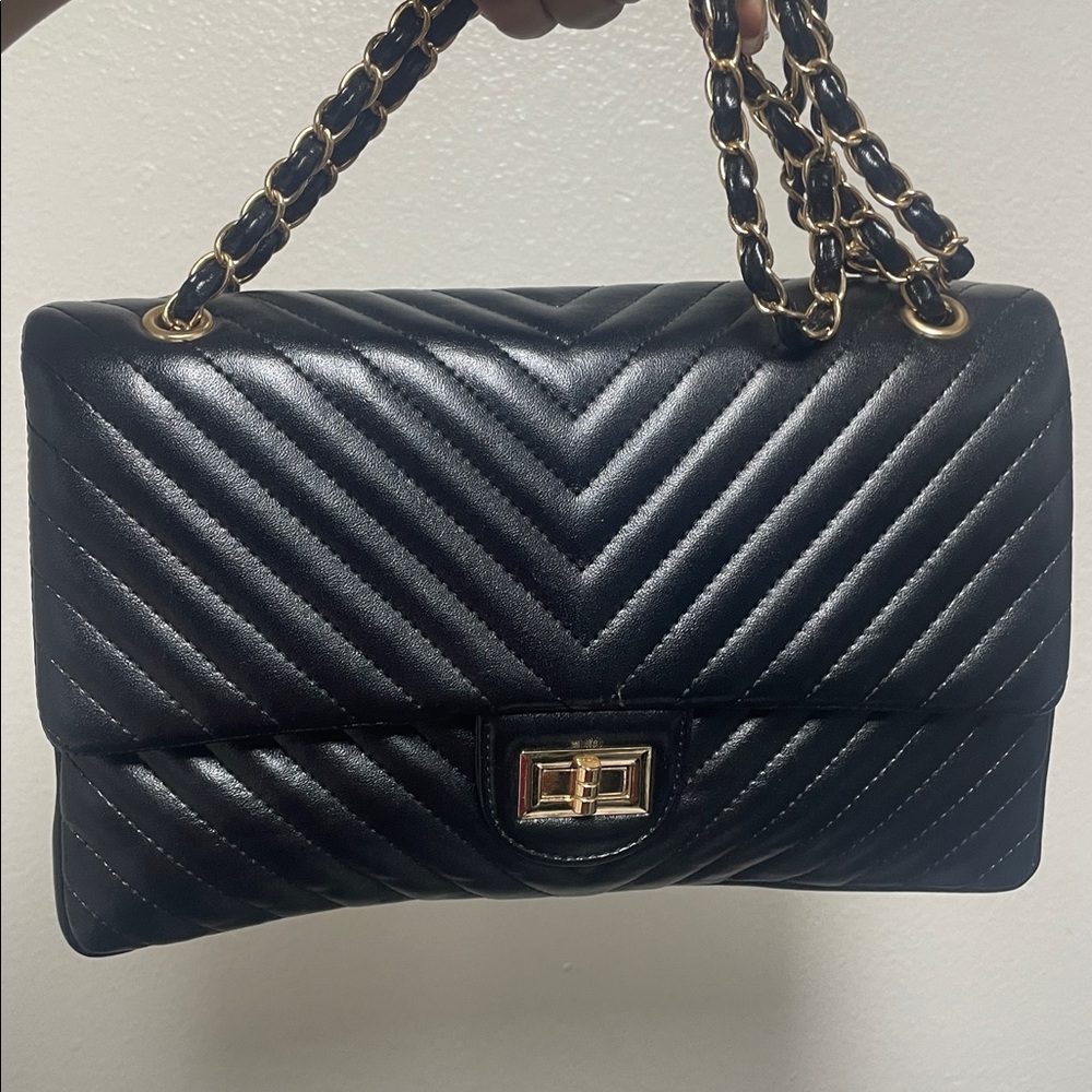 Black Quilted Chain Strap Handbag